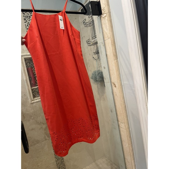 Banana Republic Dresses & Skirts - Banana Republic 2 Orange Laser Cut Out Sheath Dress Sleeveless August NWT